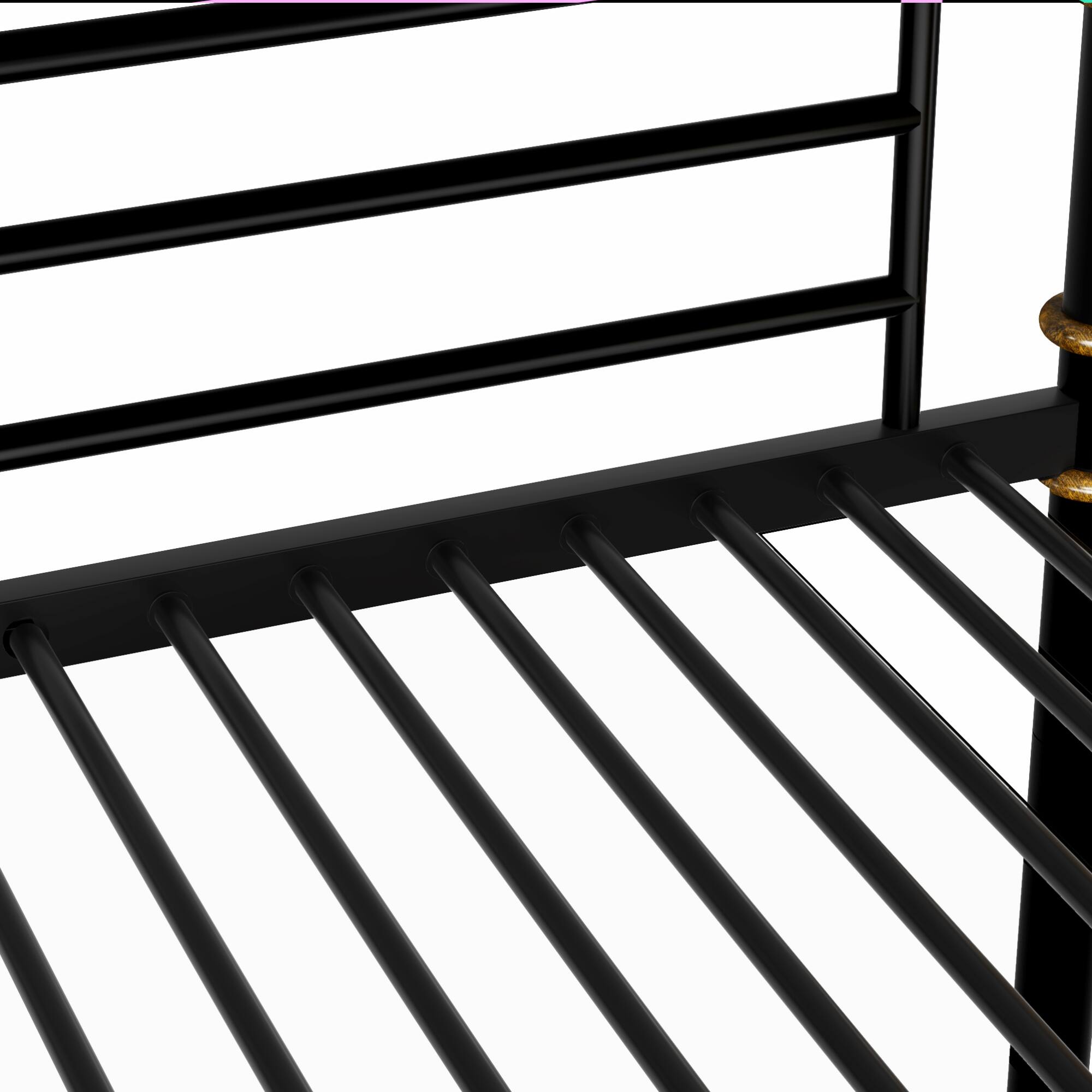 Alt View 8. GOODSILO - Convertible Twin XL Metal Bunk Bed with Safety Guard Rails and Industrial Design - Black.