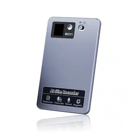 BOYI AI Slim Recorder
- Summarize
- Transcribe
- Record
- Magnetic