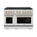 Front. ZLINE - 48 in. Wide 8 Burner Autograph 6.7 Cu. Ft. Freestanding Paramount DuoPro Gas Range with Bronze Helix Handles - Stainless Steel.