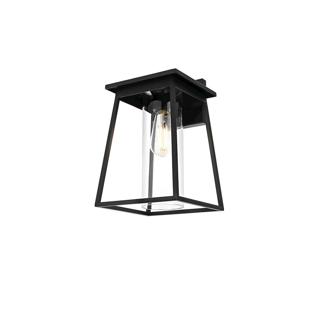 Left. Elegant Lighting - Lambert 8.5 Inch Outdoor Wall Sconce In Black - Black.
