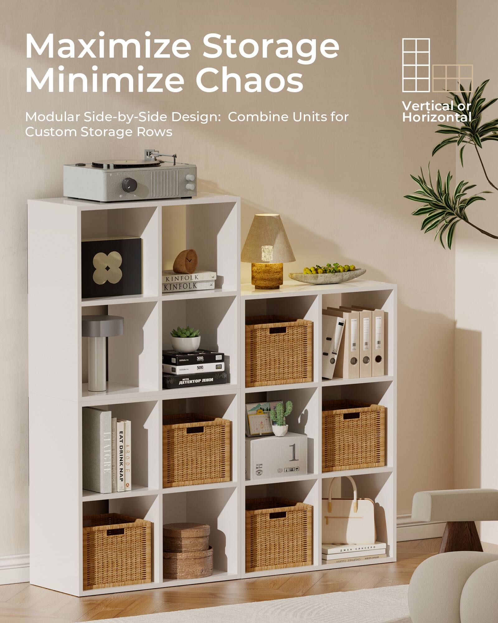 Maximize Storage  
Minimize Chaos  

Modular Side-by-Side Design: Combine Units for Custom Storage Rows  

Vertical or Horizontal