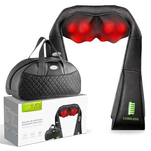 The Best Inks - Shiatsu Neck And Shoulder With Heat Deep Tissue 3d Kneading Pillow Electric Full Body For Foot Gifts Mom Dad - With battery