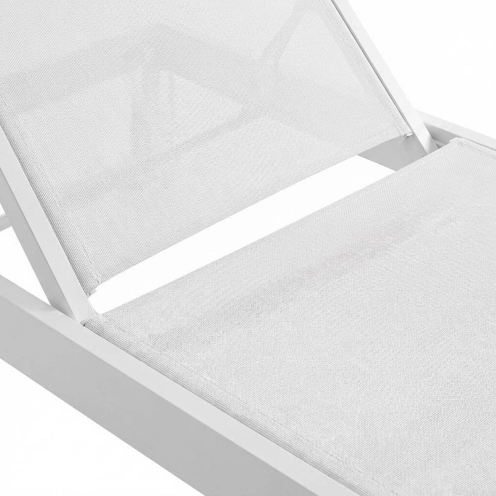 Alt View 1. Outdoor Escape - Aluminum Outdoor Patio Lounge Set With Backrest Support And Stacking-Free Design - White.