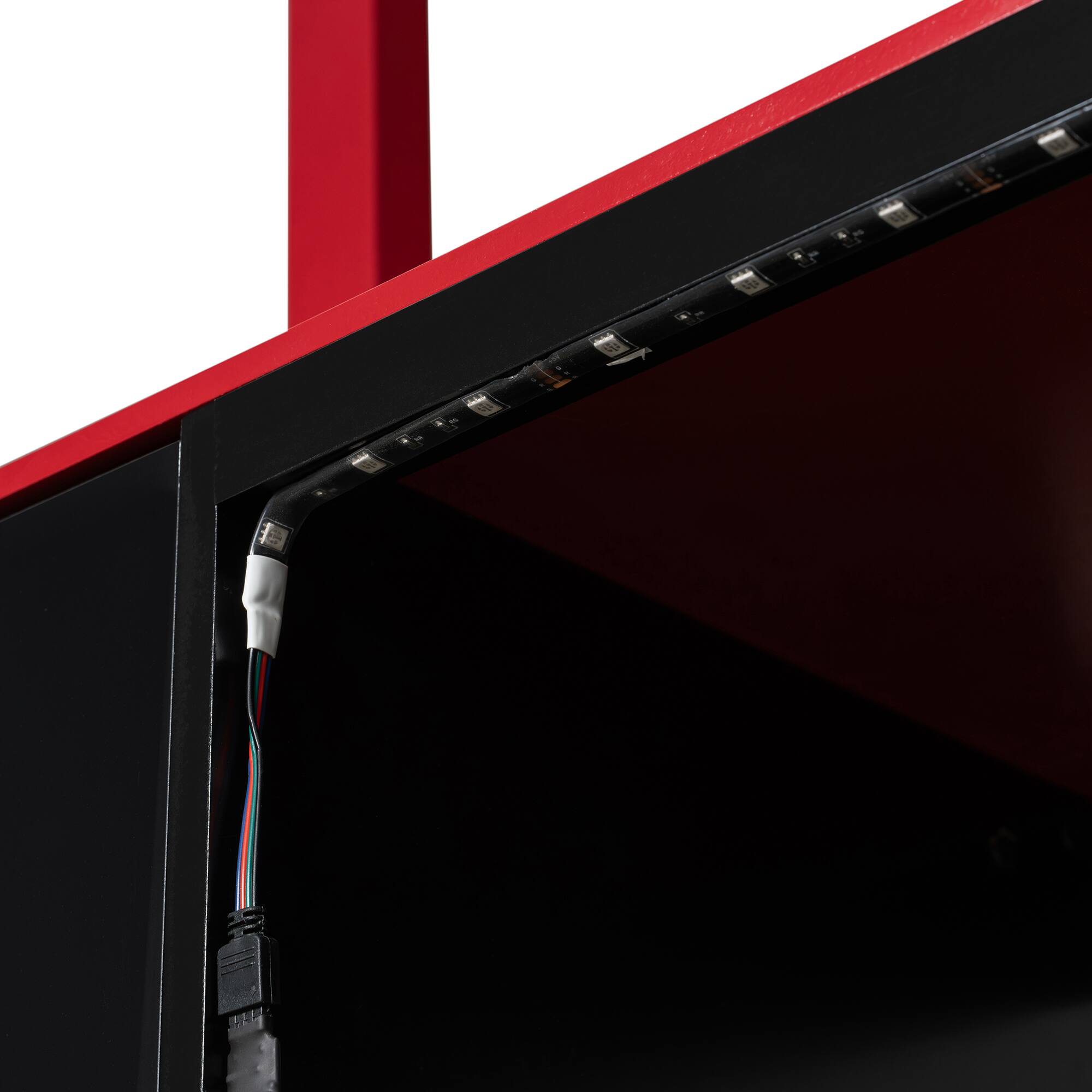 Alt View 7. Anysun - Full Size Wood Loft Bed with Desk, Ample Storage Space and Light - Red.