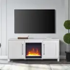 Front. Camden&Wells - Yarmouth Crystal Fireplace TV Stand for Most TVs up to 65" - Alabaster.