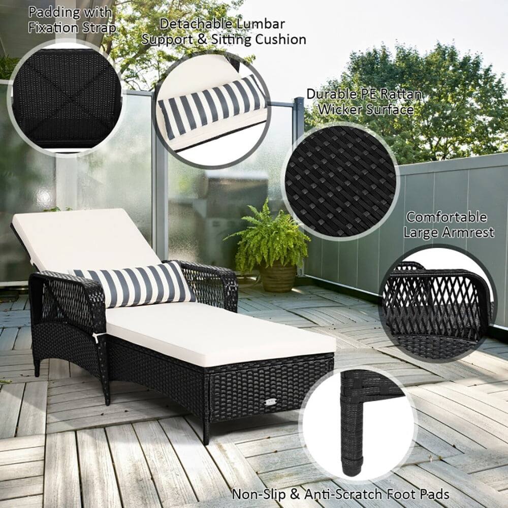- Padding with Fixation Strap
- Detachable Lumbar Support & Sitting Cushion
- Durable PE Rattan Wicker Surface
- Comfortable Large Armrest
- Non-Slip & Anti-Scratch Foot Pads