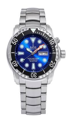 RATIO - FreeDiver Helium-Safe 1000M Sapphire Automatic 1068HA96-34VA-BLU Men's Watch - Blue