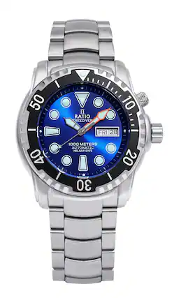 50 RATIO FREEDIVER 10 FRI 28 40 1000 METERS AUTOMATIC HELIUM-SAFE 30 20