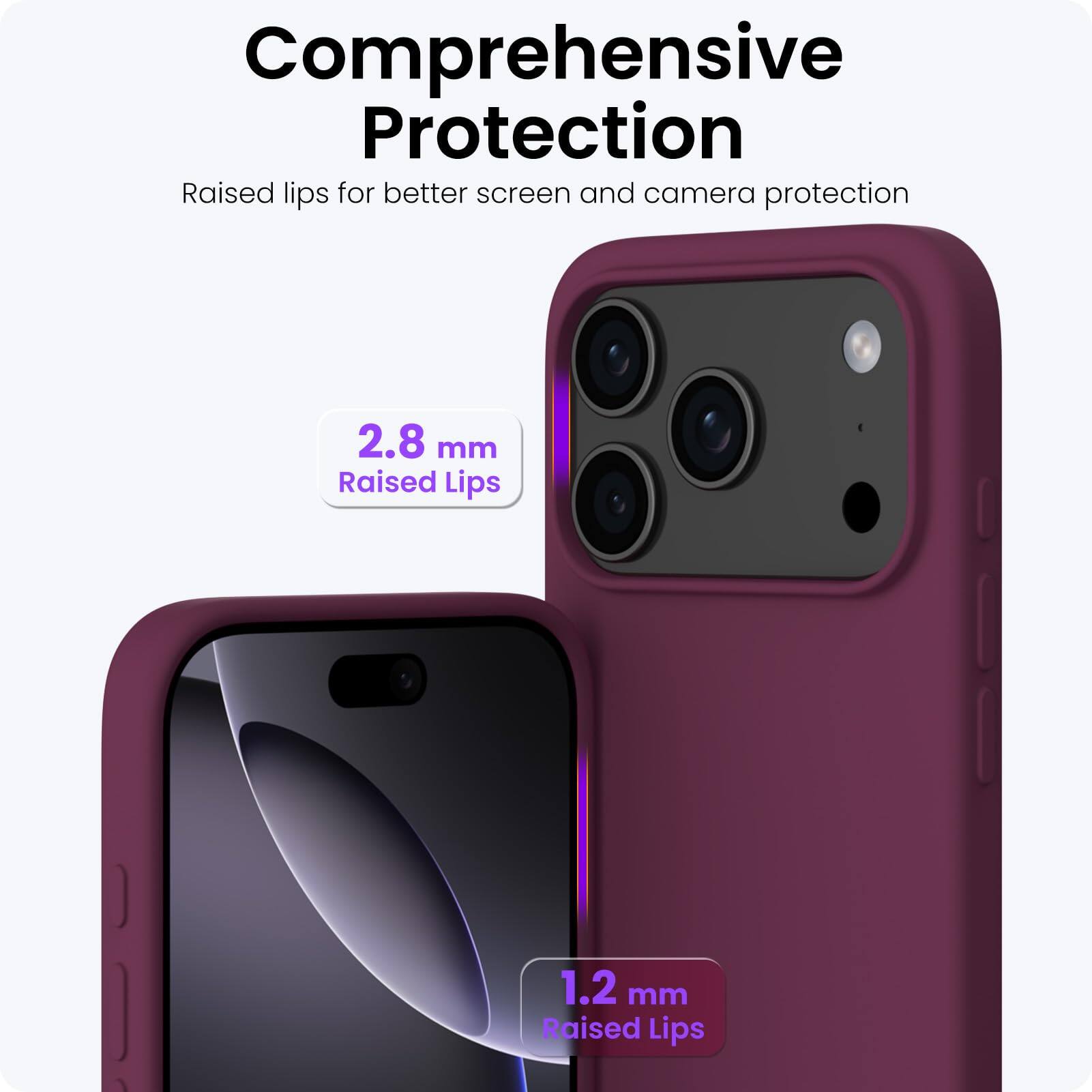 Comprehensive Protection

Raised lips for better screen and camera protection

2.8 mm Raised Lips

1.2 mm Raised Lips