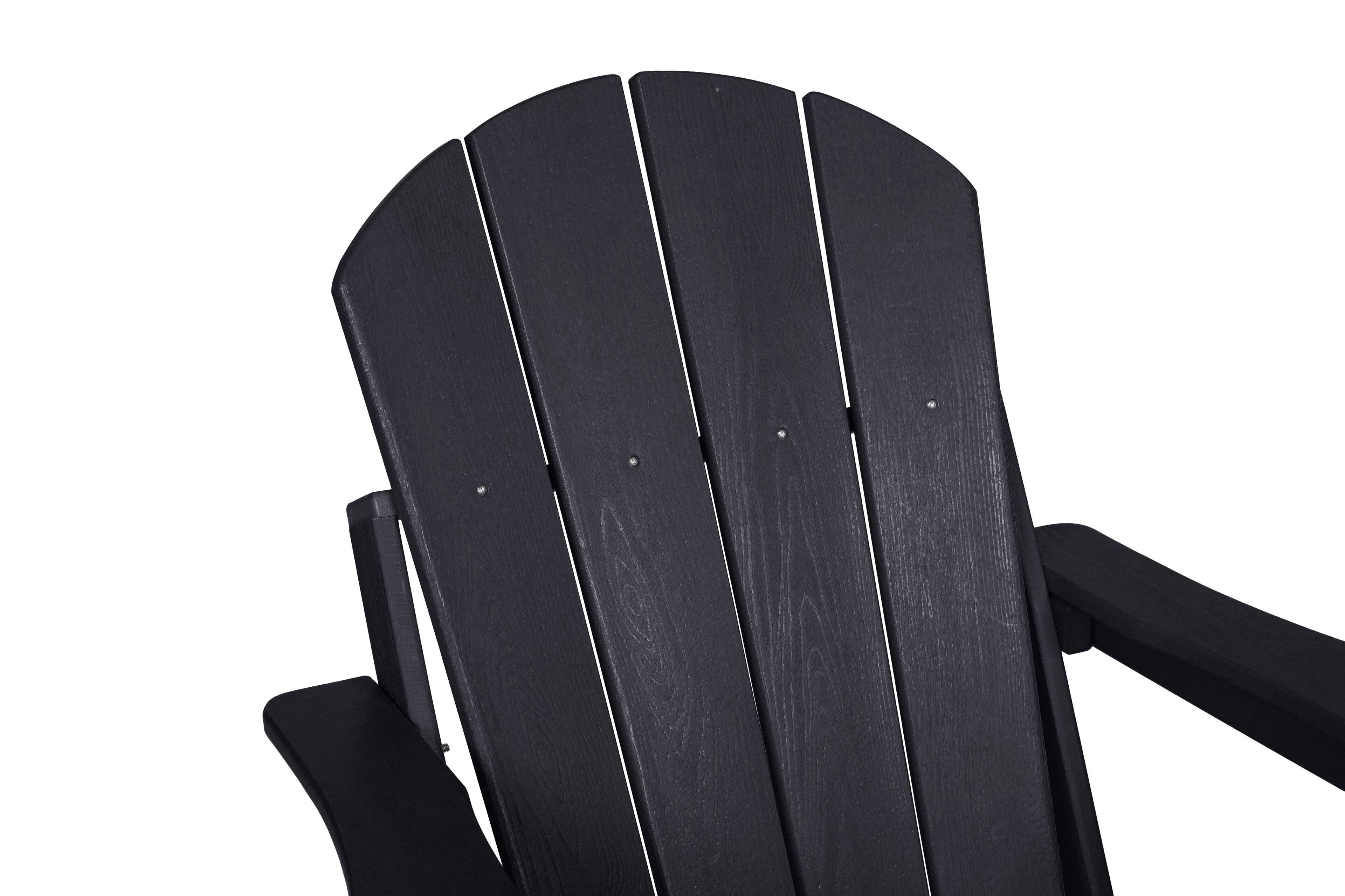 Alt View 1. GOODSILO - HDPE Folding Adirondack Chair with Dual Cup Holder - Wood Texture - Black.