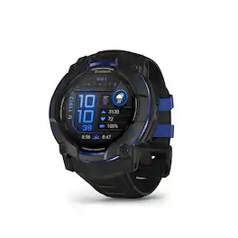 Garmin - Instinct 3 AMOLED GPS Smartwatch 50 mm Fiber-reinforced Polymer - Black with black/bolt blue silicone band - (2025)