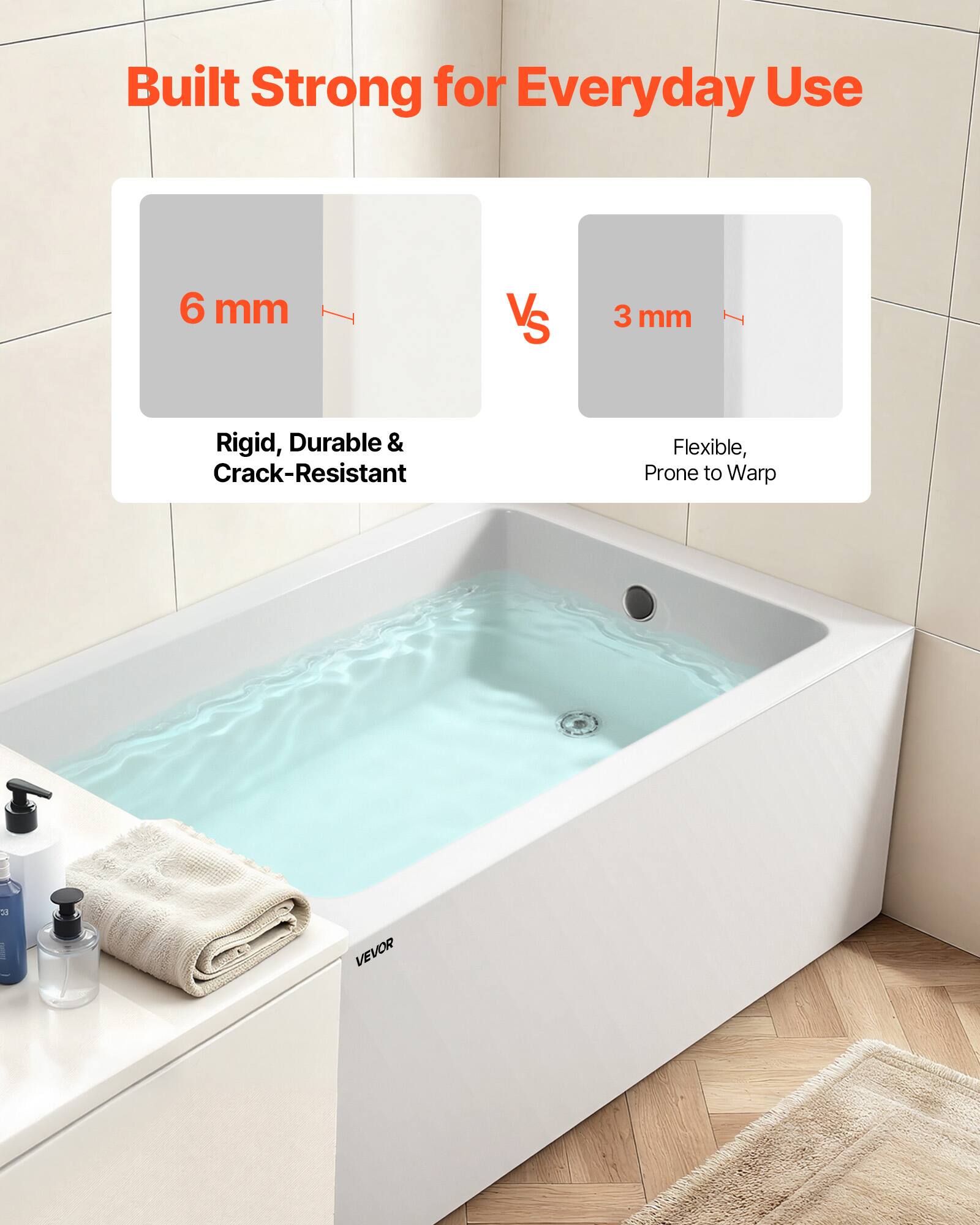 Built Strong for Everyday Use

6 mm  
Rigid, Durable & Crack-Resistant

Vs

3 mm  
Flexible, Prone to Warp

VEVOR