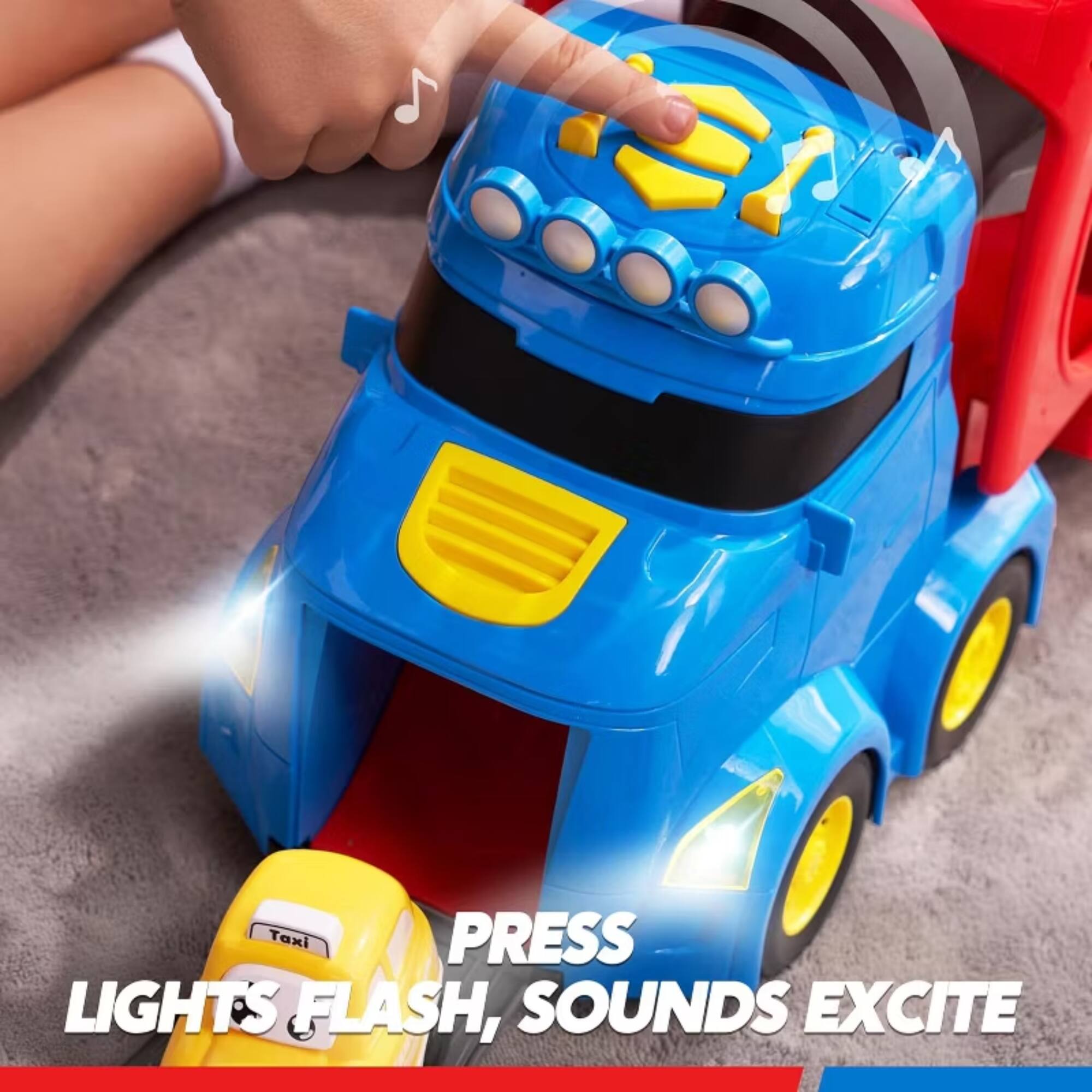 PRESS LIGHTS FLASH, SOUNDS EXCITE