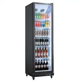 VEVOR - Commercial Merchandiser Refrigerator, 12.4 Cu.Ft / 350 L Glass Door Display Refrigerator, Upright Beverage Cooler Fridge - Black