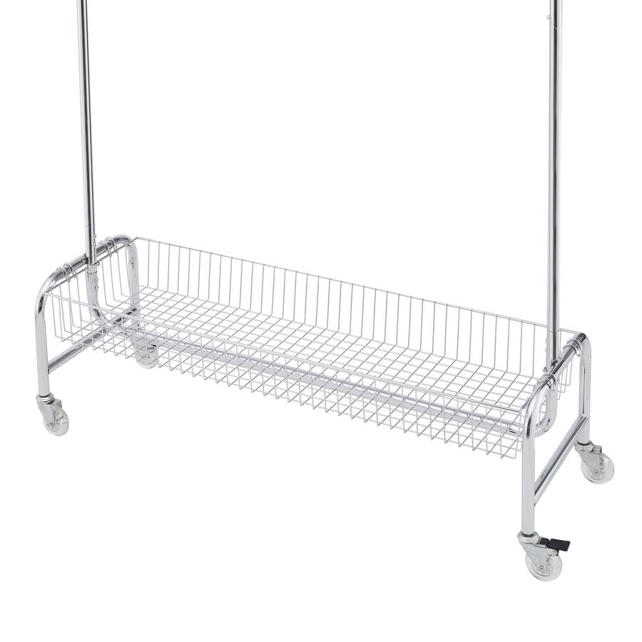 Garment Rack Silver GOODSILO Heavy Duty Rolling Garment Rack with Storage Basket and ...