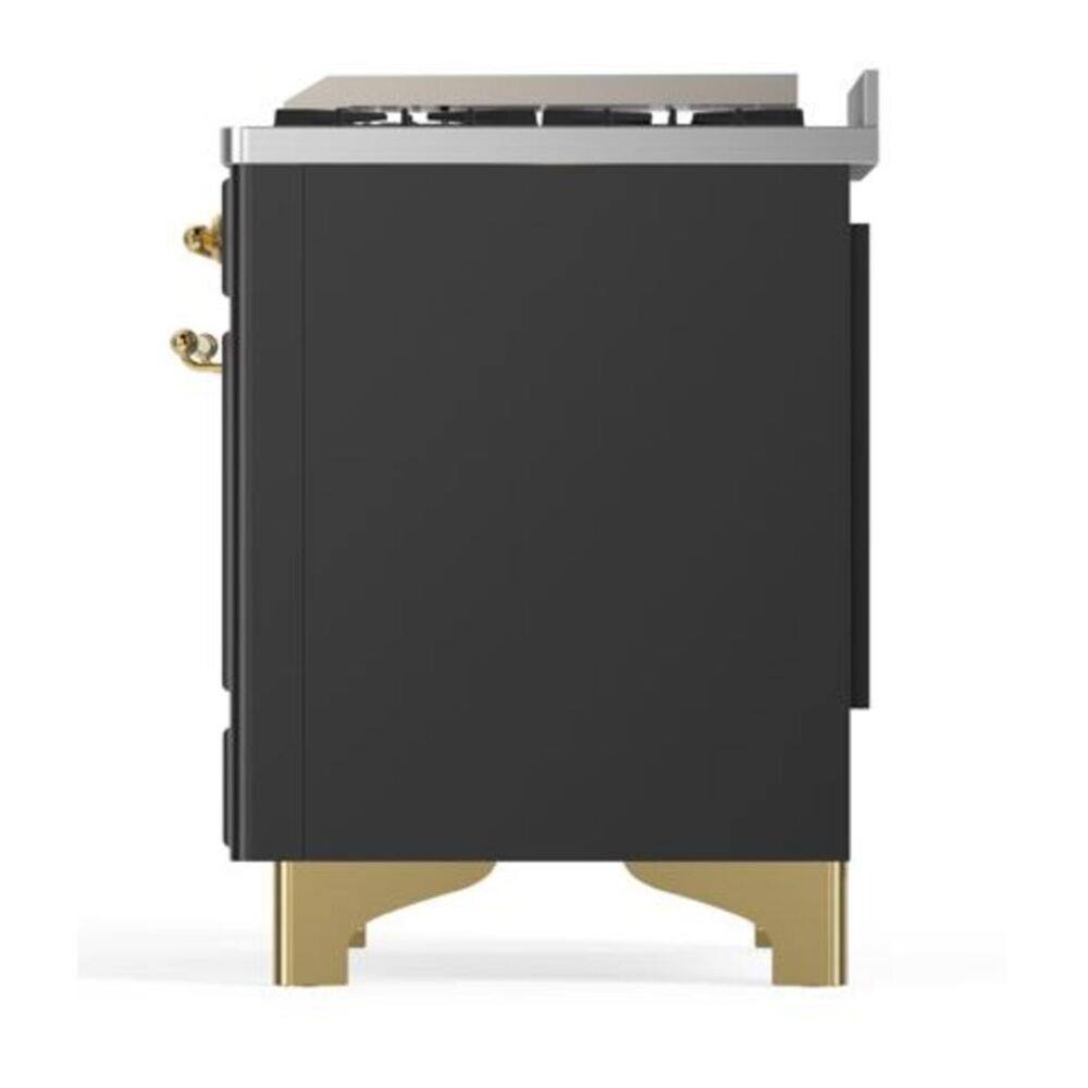 Alt View 6. ILVE - ILVE Majestic II 40 inch Dual Fuel Range with 6 Burners + Griddle (Natural Gas, Graphite Matte, Brass Trim) - Graphite Matte.