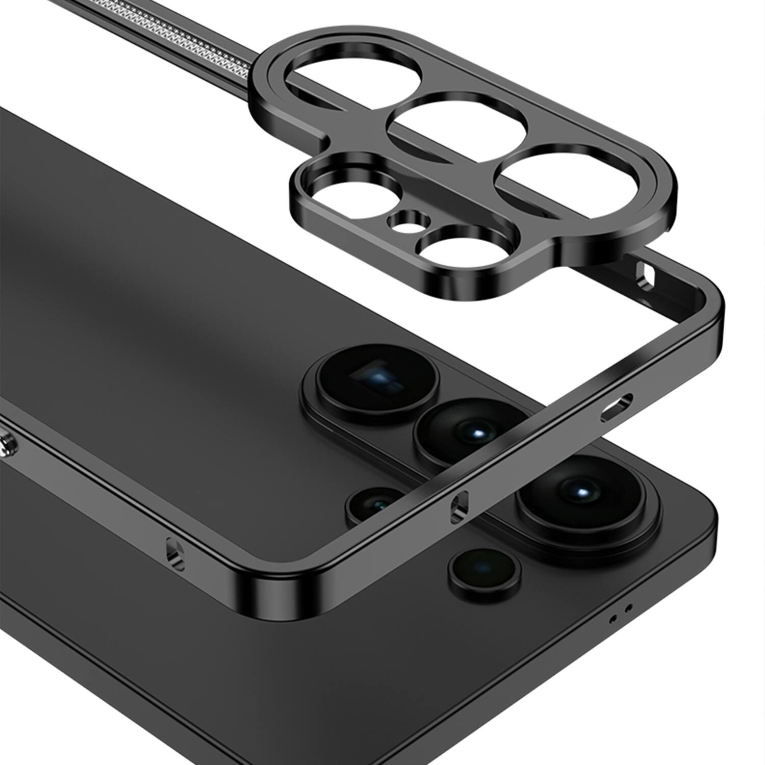 Alt View 1. Dteck - Metal Frame Heat Dissipation Rugged Shockproof Bumper Frame Phone Case with Lens Cover For Samsung Galaxy S26 - Silver.