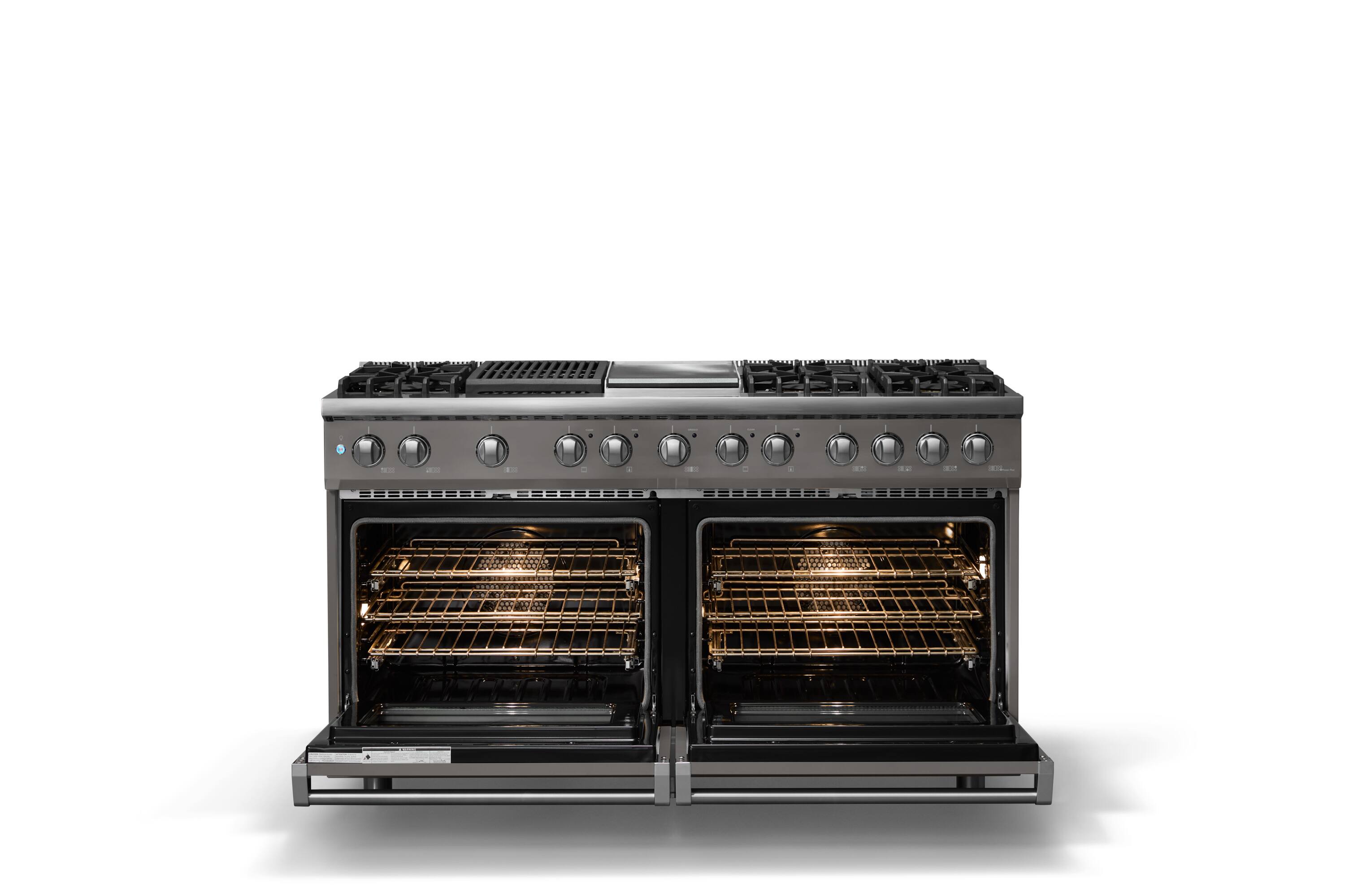 Alt View 2. Viking - 60 in. Wide 8 Burner Pro 5 Series 9.4 Cu. Ft. Freestanding Sealed LP Dual Fuel ConvectionRange - Damascus Gray.