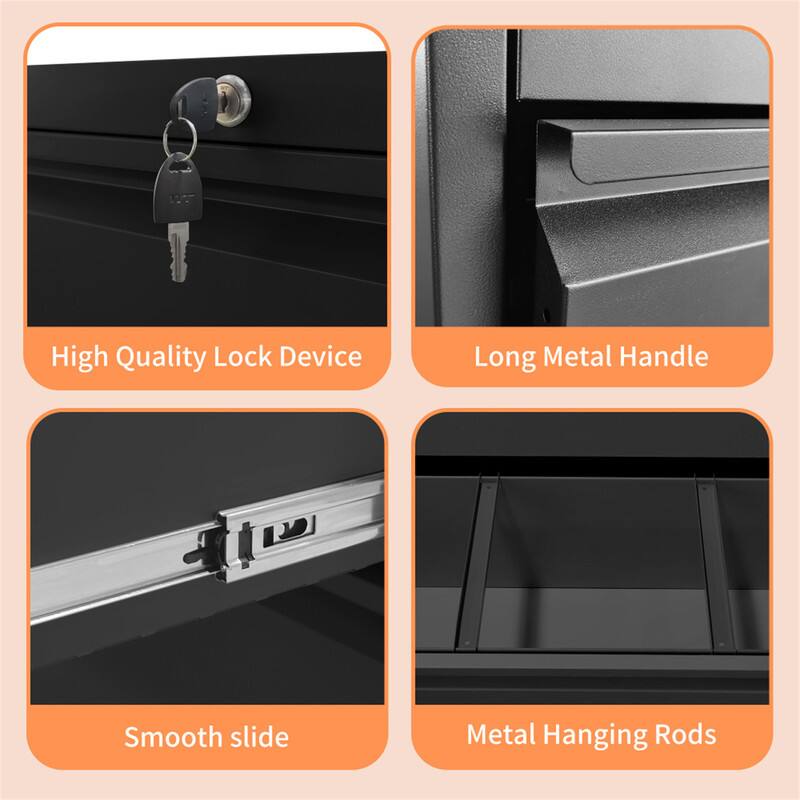 High Quality Lock Device  
Long Metal Handle  
Smooth slide  
Metal Hanging Rods