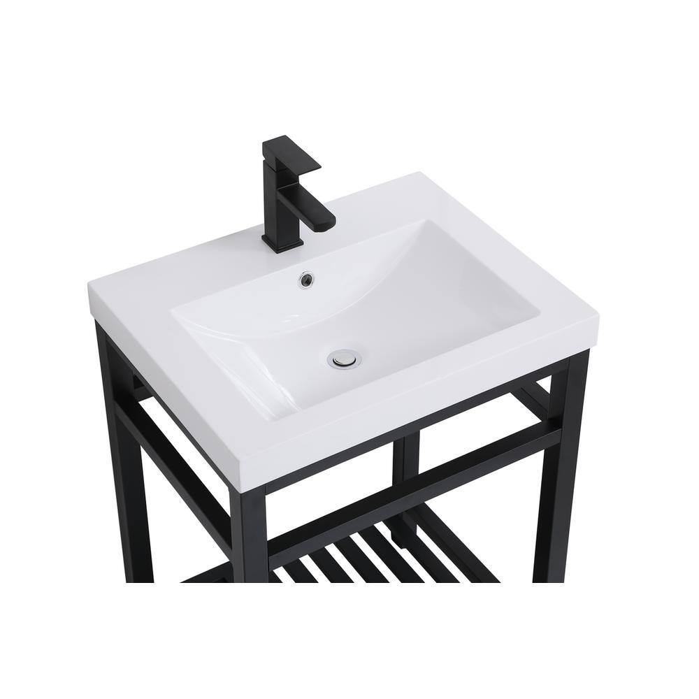 Alt View 2. Elegant Kitchen and Bath - 24 inch Single Bathroom Metal Vanity in Black - Black.