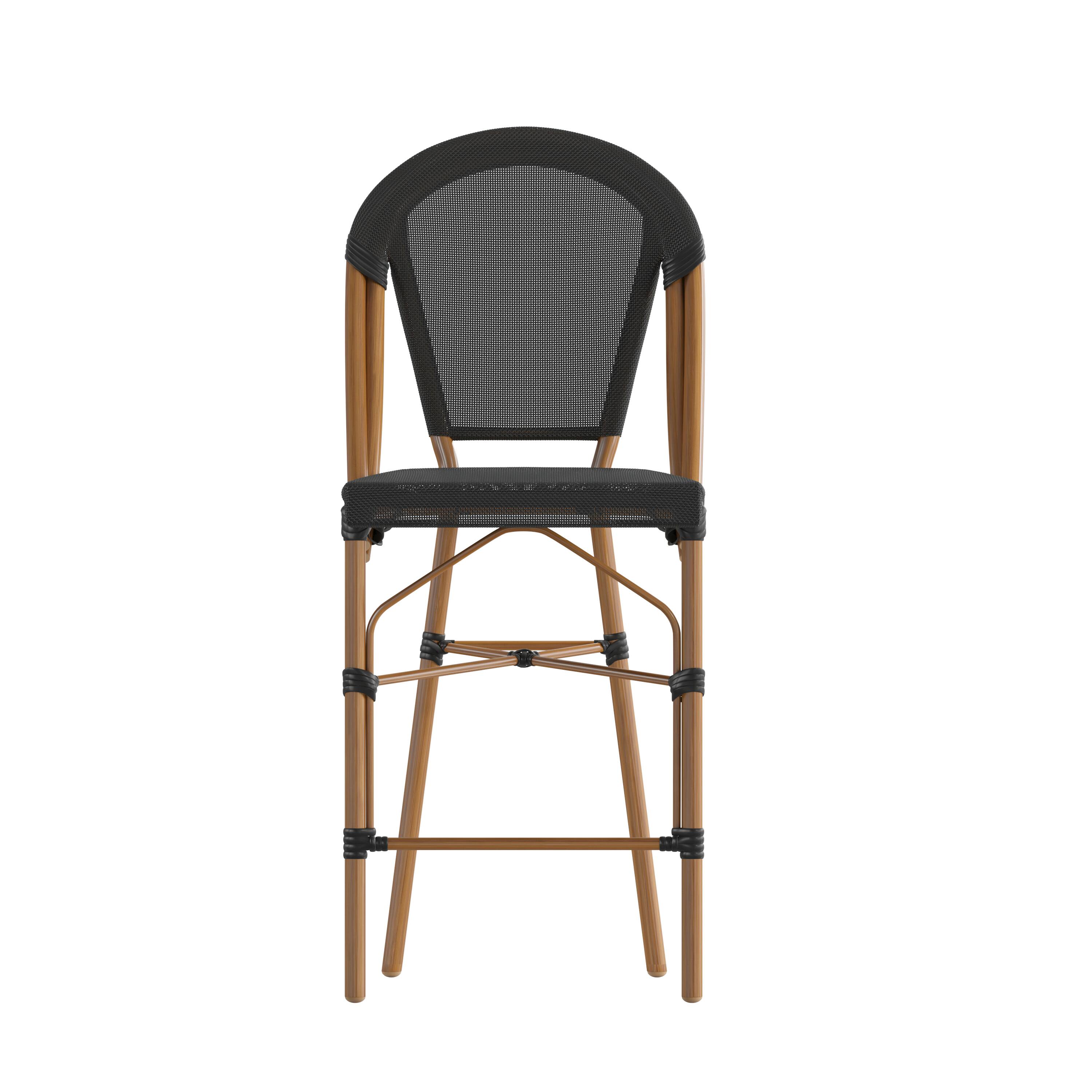 Alt View 10. Emma + Oliver - Massalia Indoor/Outdoor Bistro Style Counter Stools with Textilene Seat and Metal Frame - Black/Natural Frame.