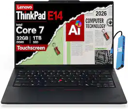 Lenovo - Upgraded - ThinkPad E14 Gen 7 14" FHD+ Touchscreen Laptop - Intel Core 7 240H - 32GB RAM - 1TB SSD(512GB+512GB SSD) - Win 11Pro - Black