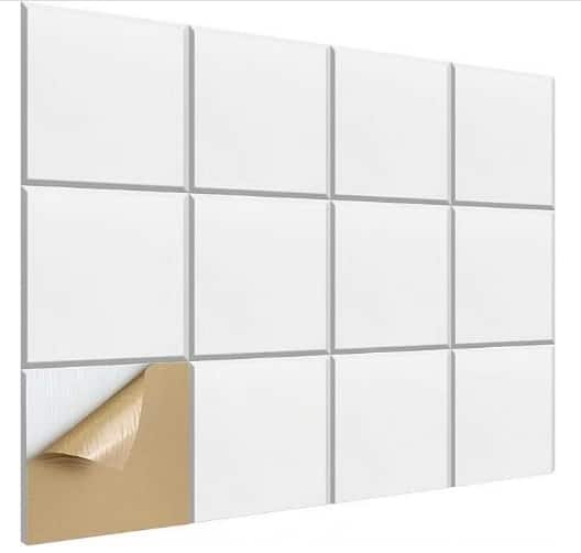 Auledio - 30 * 30cm square sound-absorbing panel, suitable for soundproof tiles in homes and offices - White
