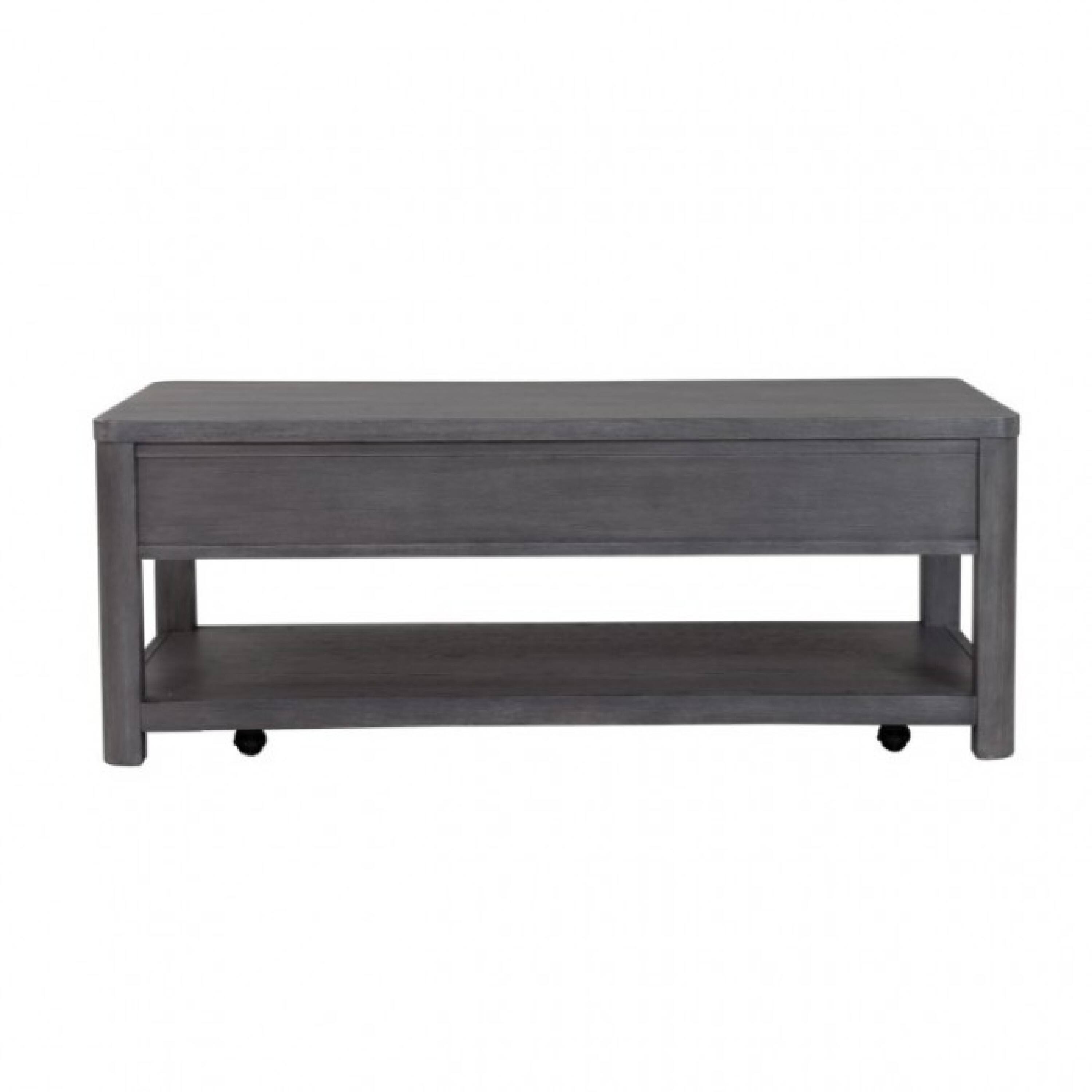 Alt View 3. Manhattan Lane - Zoko 48 Inch Coffee Table, Caster Wheels, Drawers, Ash Gray Rubberwood - Ash Gray.