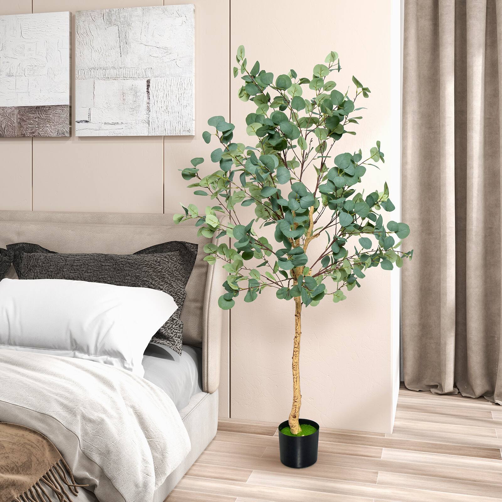 Alt View 9. Costway - Costway 2 PCS 5.5FT Artificial Tree Fake Eucalyptus Tree for Living Room Office Home - Green.
