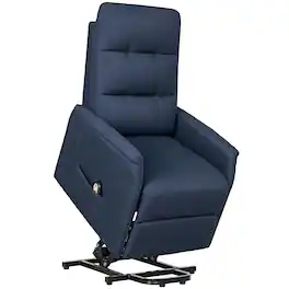 Homcom - Power Lift Recliner Chair for Elderly, Fabric Lift Chair Sofa with Remote Control, Side Pockets, Pocket Spring - Blue
