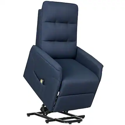 Front. Homcom - Power Lift Recliner Chair for Elderly, Fabric Lift Chair Sofa with Remote Control, Side Pockets, Pocket Spring - Blue.