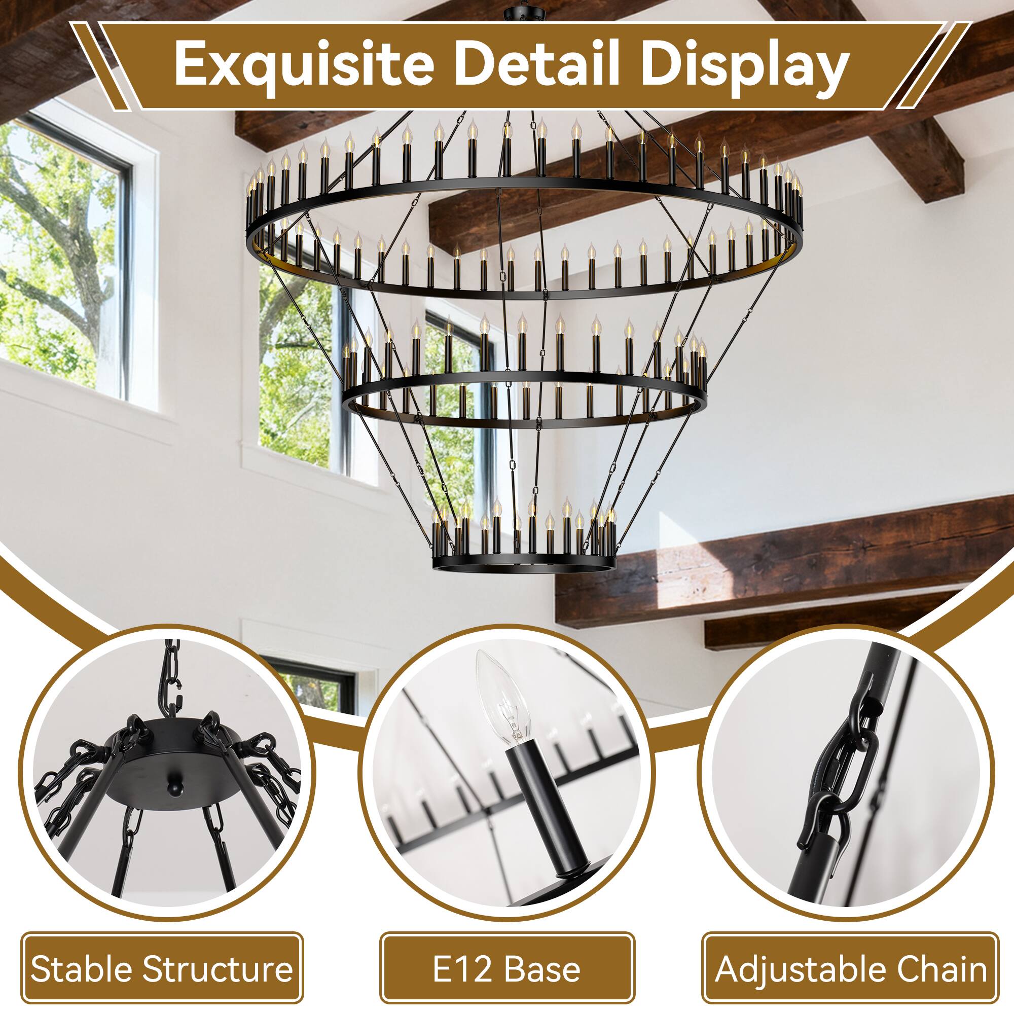 Exquisite Detail Display

- Stable Structure
- E12 Base
- Adjustable Chain