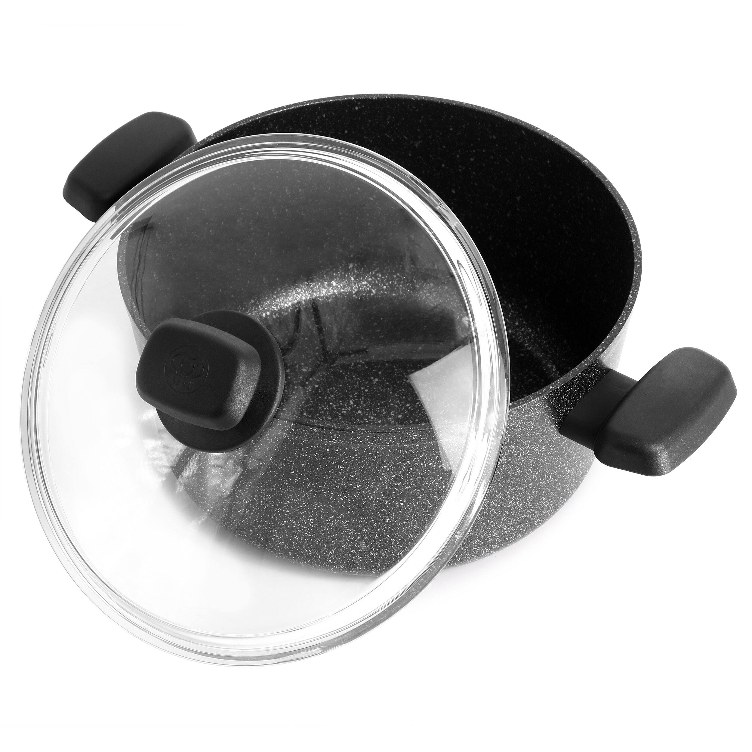 Alt View 1. Korkmaz - Korkmaz Ornella Non Stick 11 Inch 8 Liter Casserole with Lid in Black - Black.