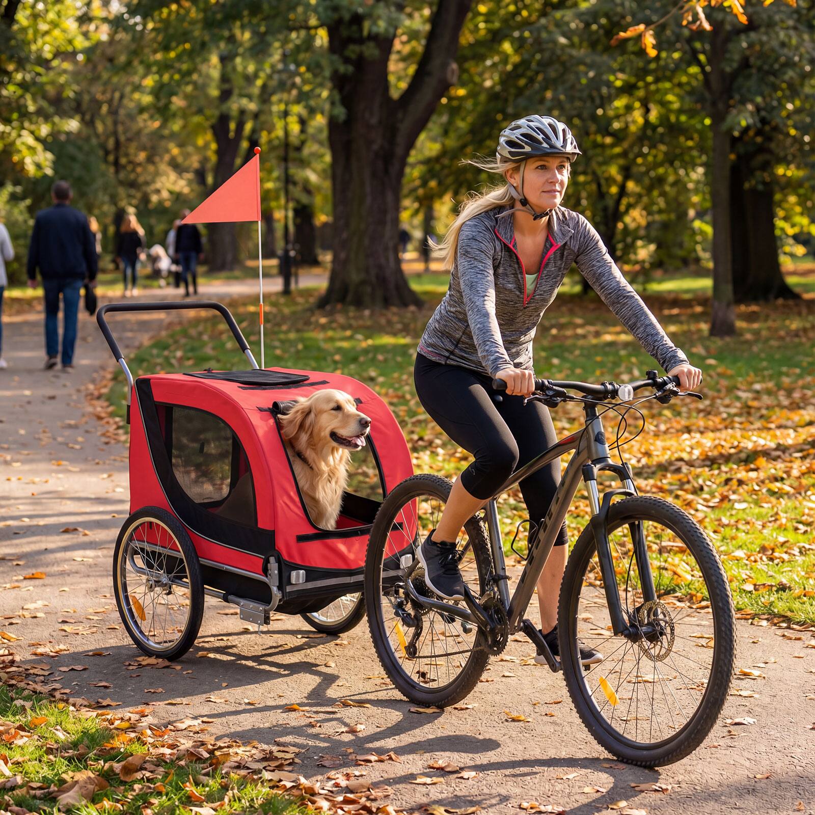 Alt View 1. Gymax - Gymax Dog Bike Trailer w/Universal Bicycle Coupler Caster Front Wheel Reflectors Red.