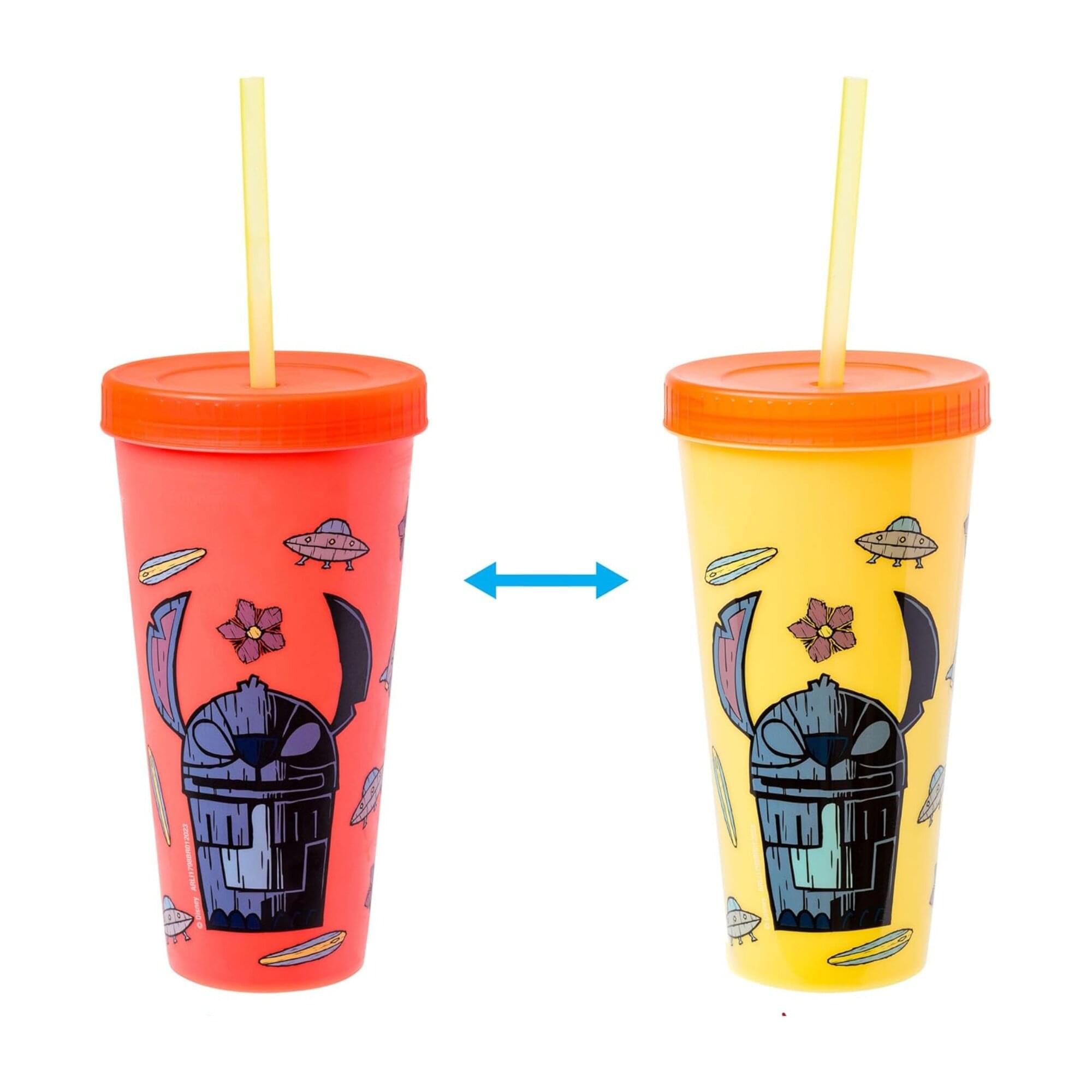Alt View 10. Silver Buffalo - Disney Lilo & Stitch Tiki 24-Ounce Color-Changing Plastic Tumbler Set - Multi-Colored.