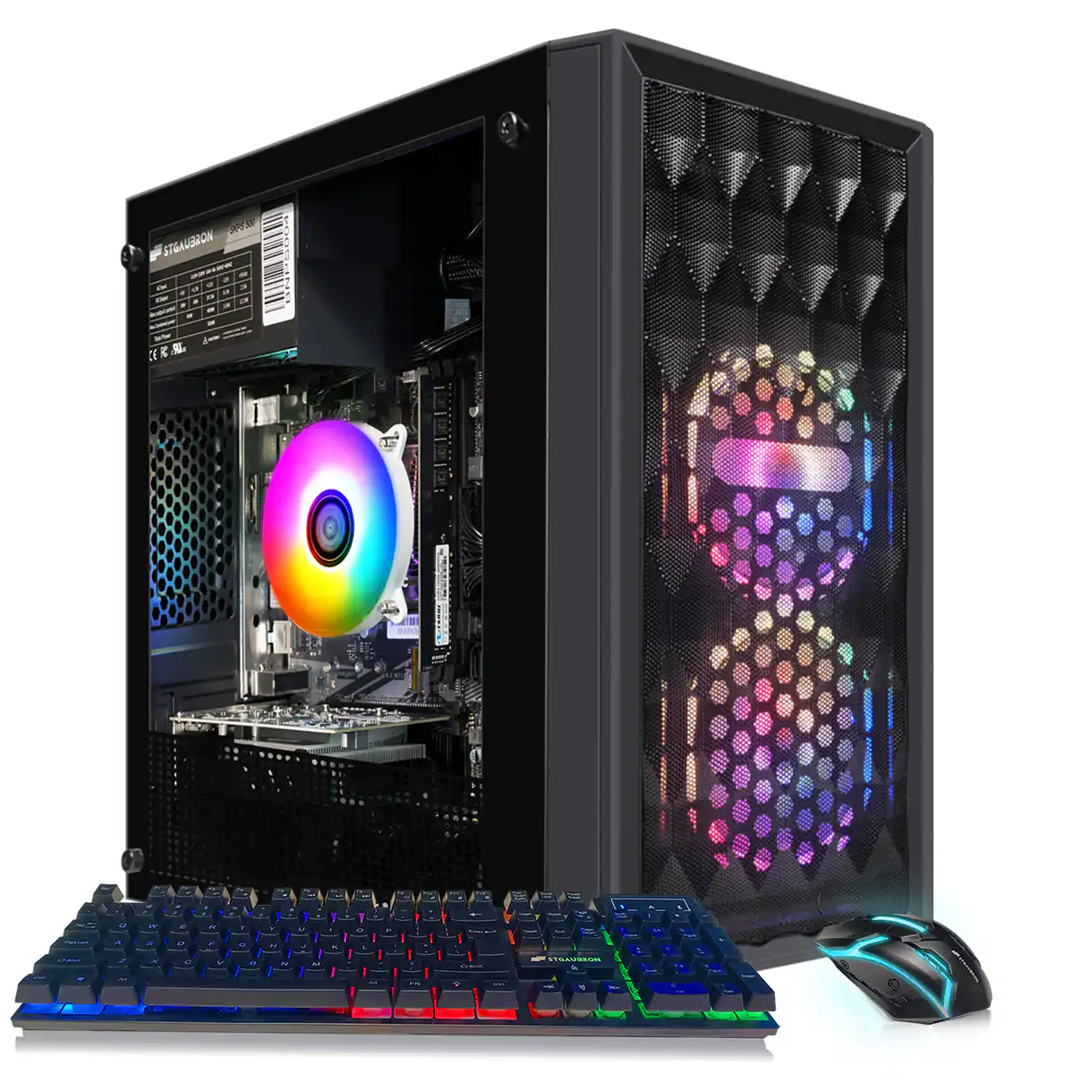 STGAubron - Gaming PC Computer Desktop, Radeon RX 560 4G, Intel Core I7 8th up to 4.1GHz, 16G DDR4 RAM, 512G SSD, WIN11H - Black