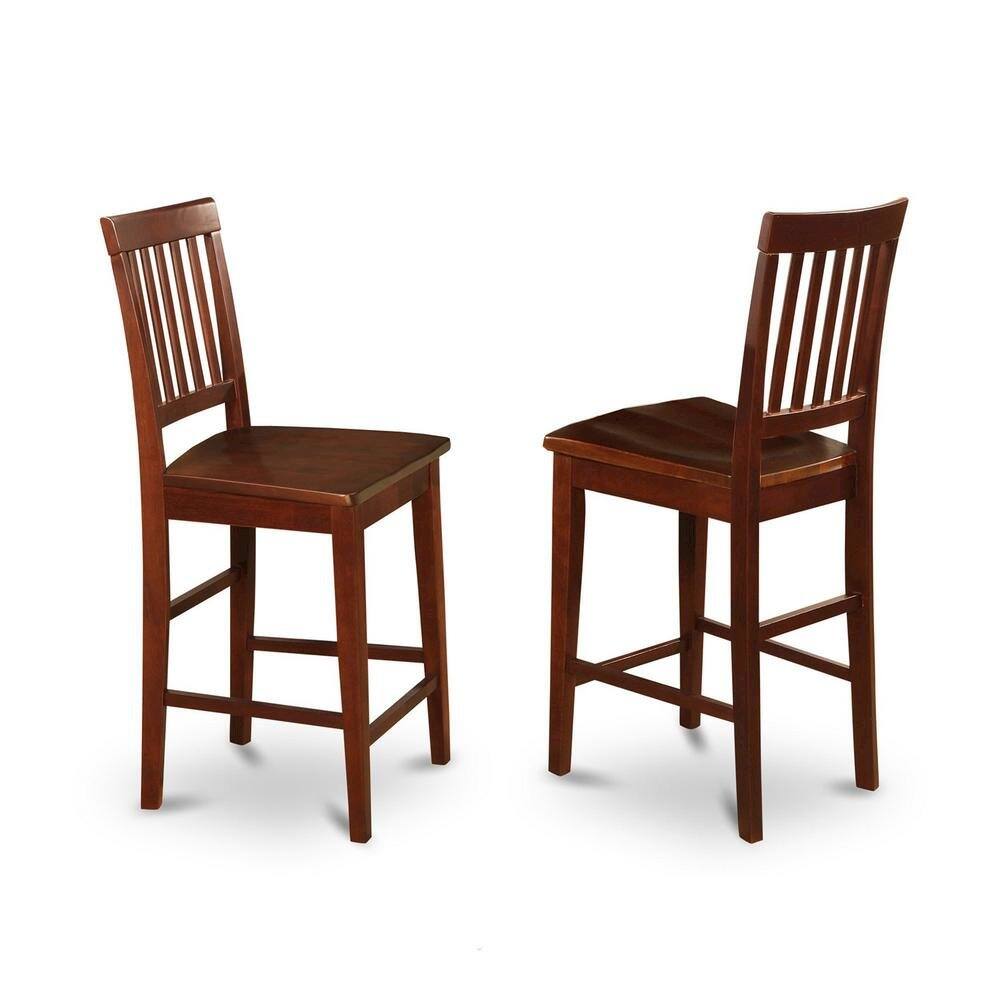 Angle. FurniFact - Solid Wood 3 Piece High Top Table Set with Two Counter Height Chairs - Mahogany.