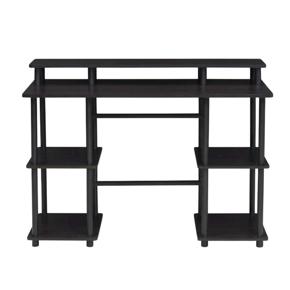 Back. BisonOffice - Espresso And Black Computer Desk With Top Shelf For Office Spaces - Espresso/Black.