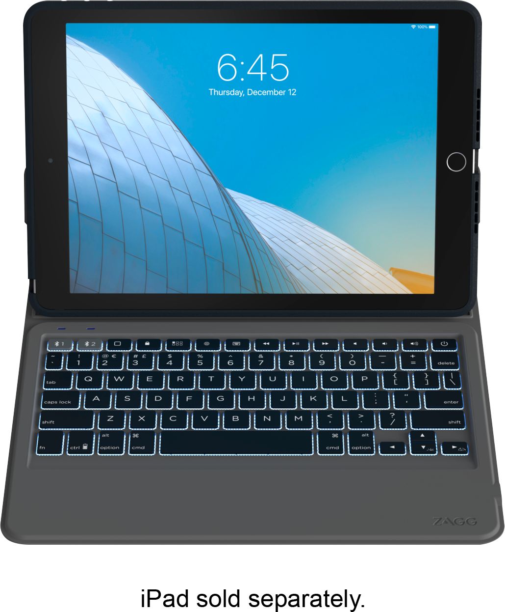 ZAGG - Rugged Messenger Keyboard Folio Case for Apple® iPad® 10.2" (7th Generation 2019) - Black