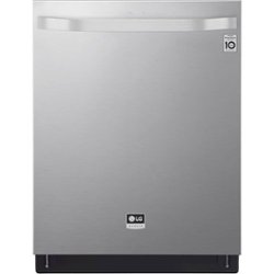 LG - STUDIO 24" Top Control Built-In Dishwasher with TrueSteam, Light, 3rd Rack, 40dBA - Stainless steel - Front_Zoom