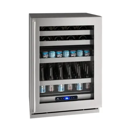 Front. U-Line - 5 Class 14-Bottle Dual Zone Wine Cooler - Stainless Steel.