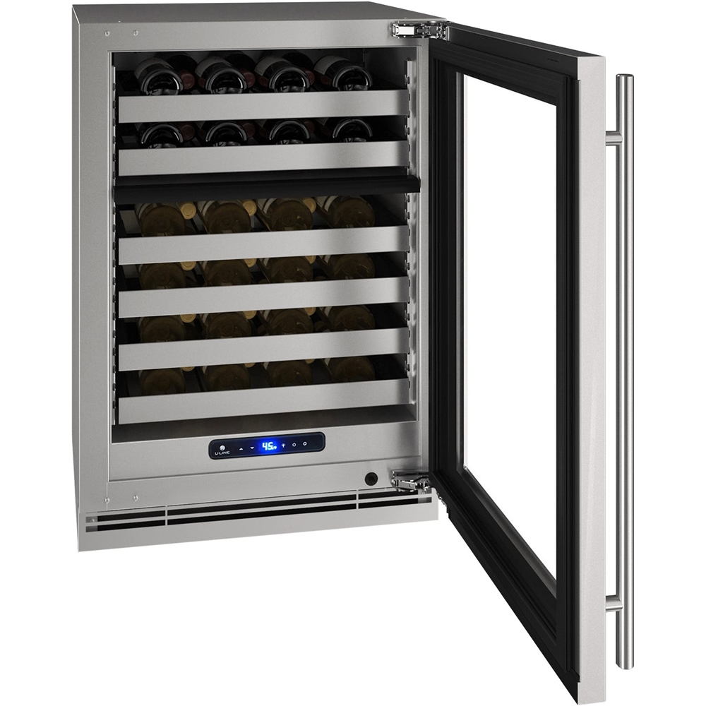 Left View: U-Line - 5 Class 49-Bottle Dual Zone Wine Cooler - Stainless steel
