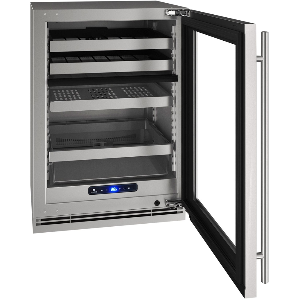 Left View: U-Line - 5 Class 14-Bottle Dual Zone Wine Cooler - Stainless steel