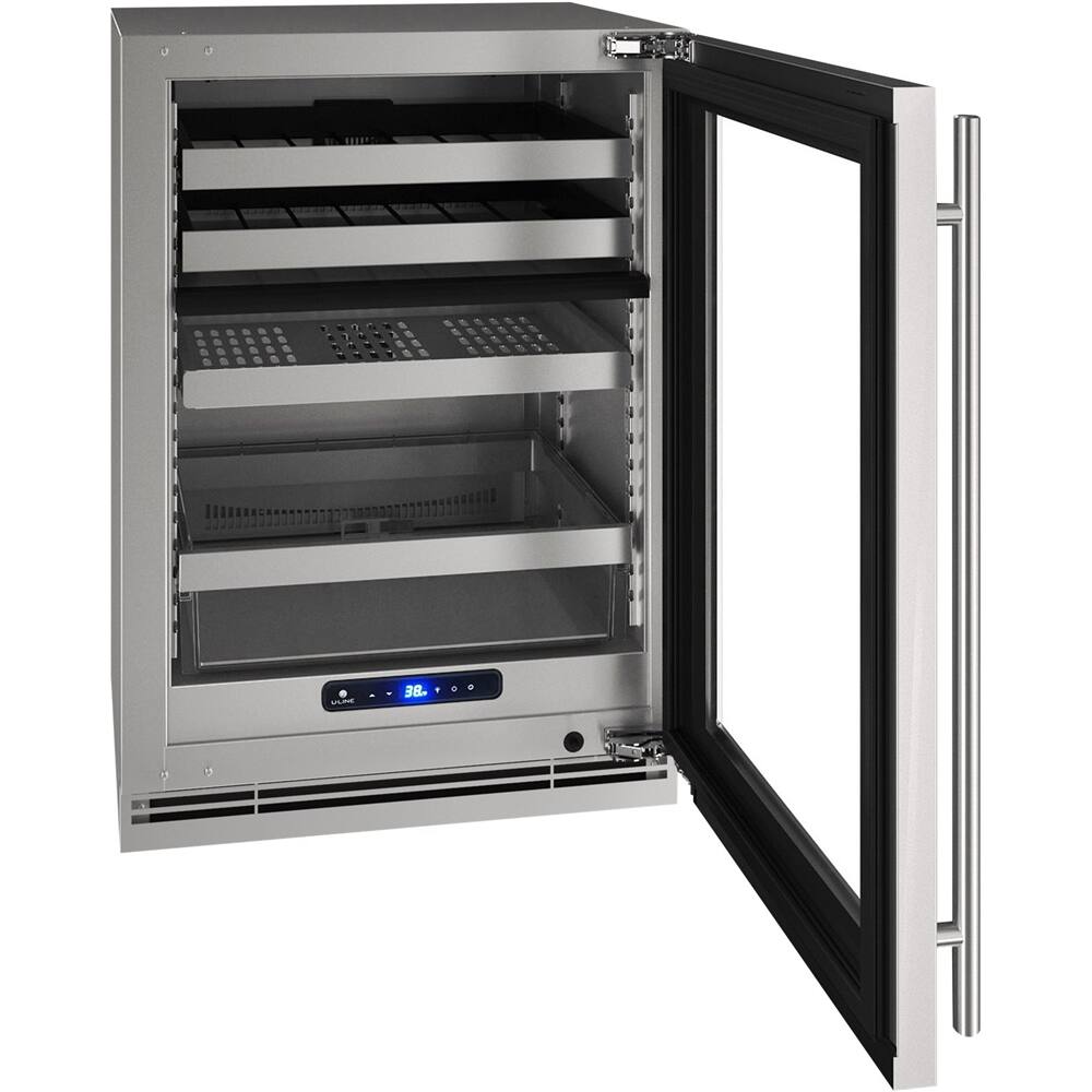 Left. U-Line - 5 Class 14-Bottle Dual Zone Wine Cooler - Stainless Steel.