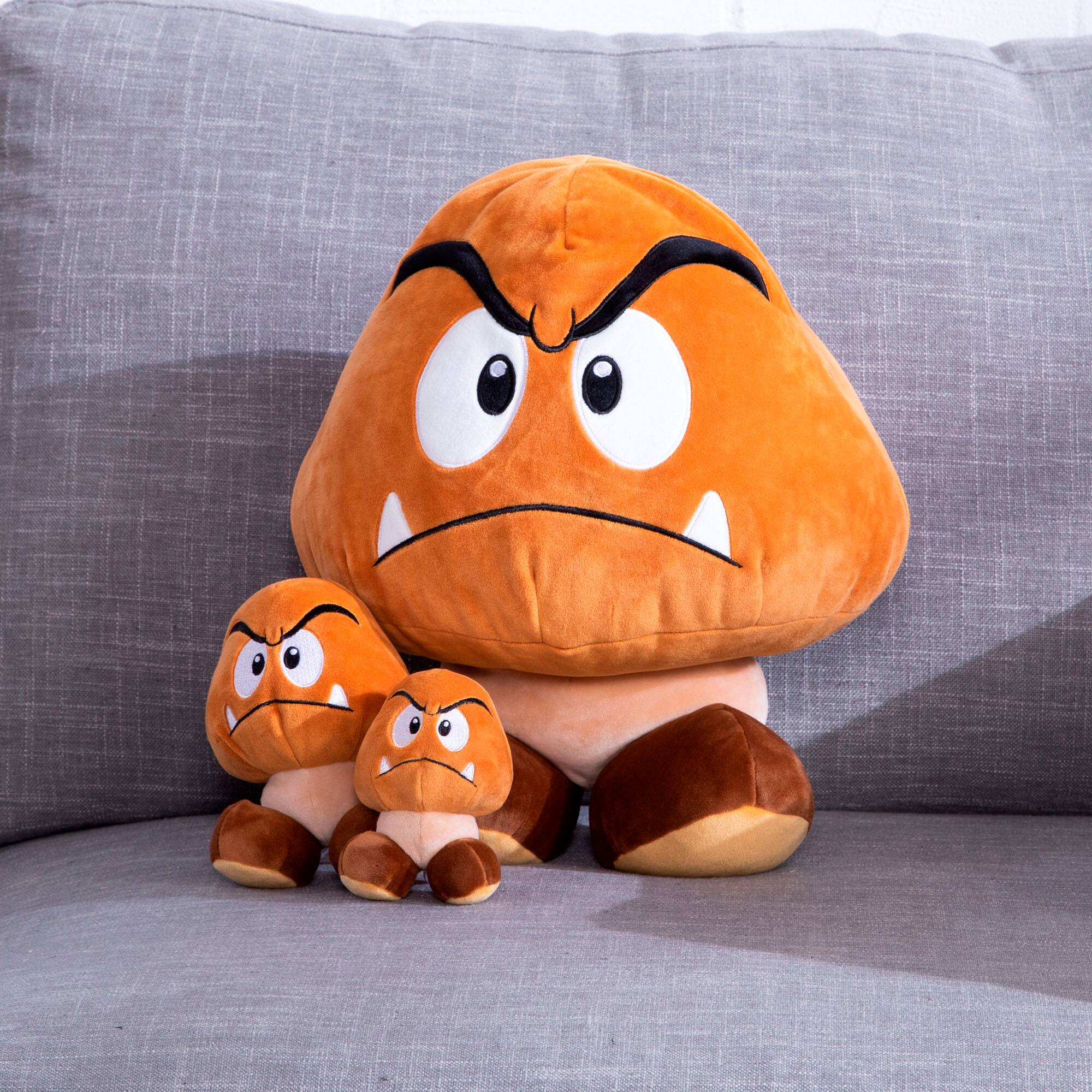 Angle. TOMY - Club Mocchi-Mocchi- Super Mario Goomba Mega 15 inch Plush Stuffed Toy - Multi.