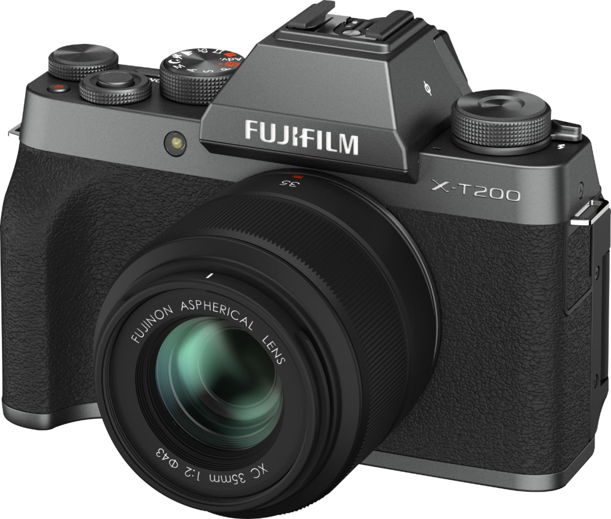 Angle View: Fujifilm - X Series X-T200 Mirrorless Camera with XC 15-45mm f/3.5-5.6 OIS PZ Lens - Dark Silver