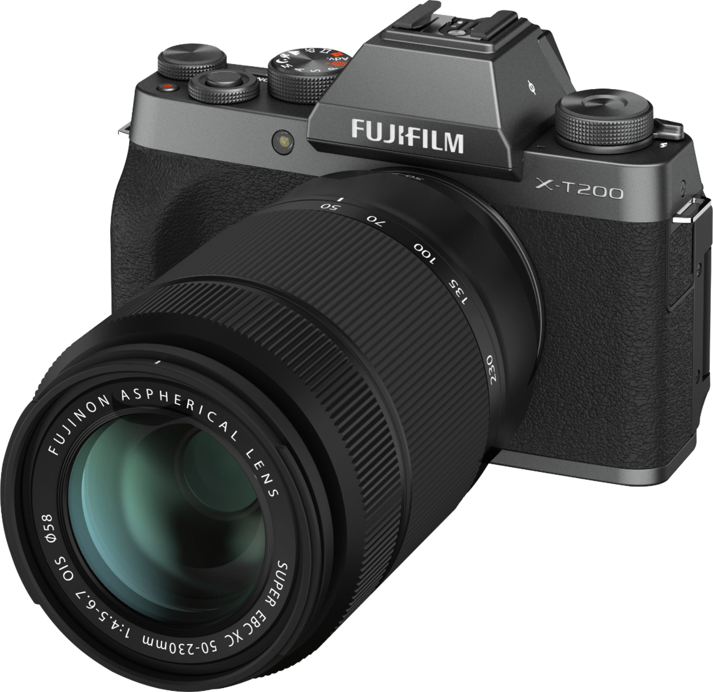 Left View: Fujifilm - X Series X-T200 Mirrorless Camera with XC 15-45mm f/3.5-5.6 OIS PZ Lens - Dark Silver