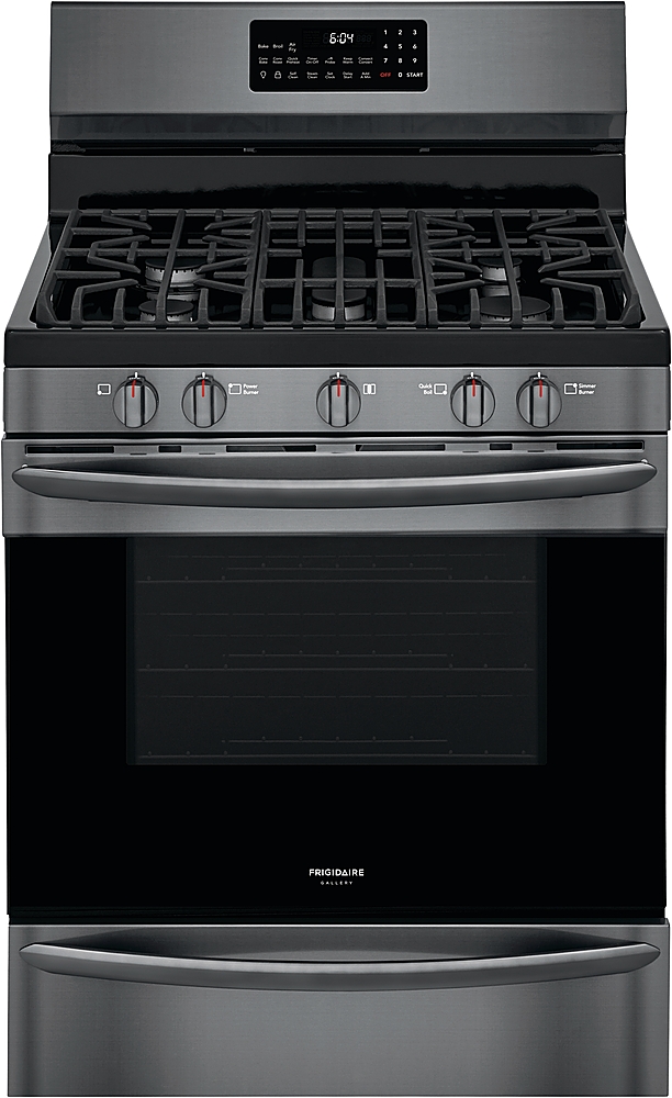 Frigidaire - Gallery 5.0 Cu. Ft. Freestanding Gas Range with Air Fry - Black stainless steel