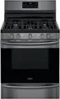 Front. Frigidaire - Gallery 5.0 Cu. Ft. Freestanding Gas Range with Air Fry - Black Stainless Steel.