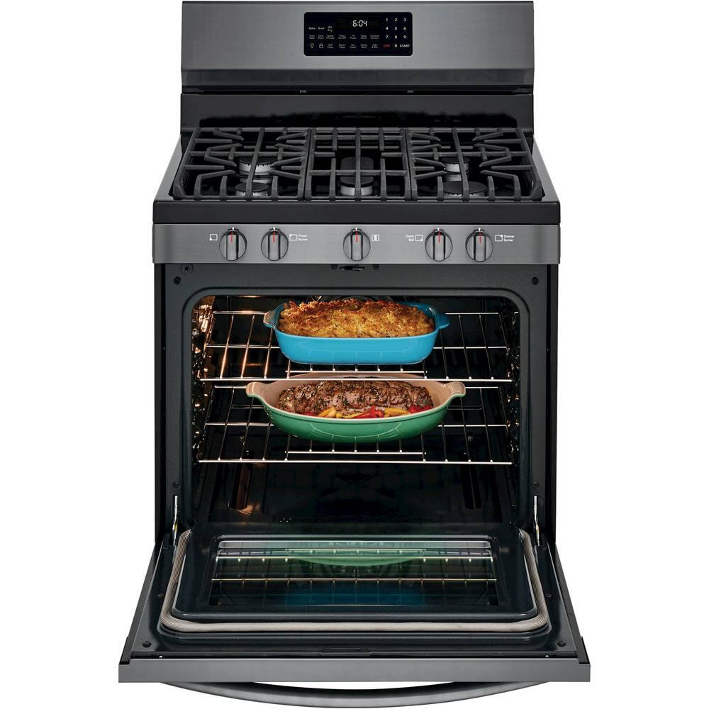 Alt View 11. Frigidaire - Gallery 5.0 Cu. Ft. Freestanding Gas Range with Air Fry - Black Stainless Steel.